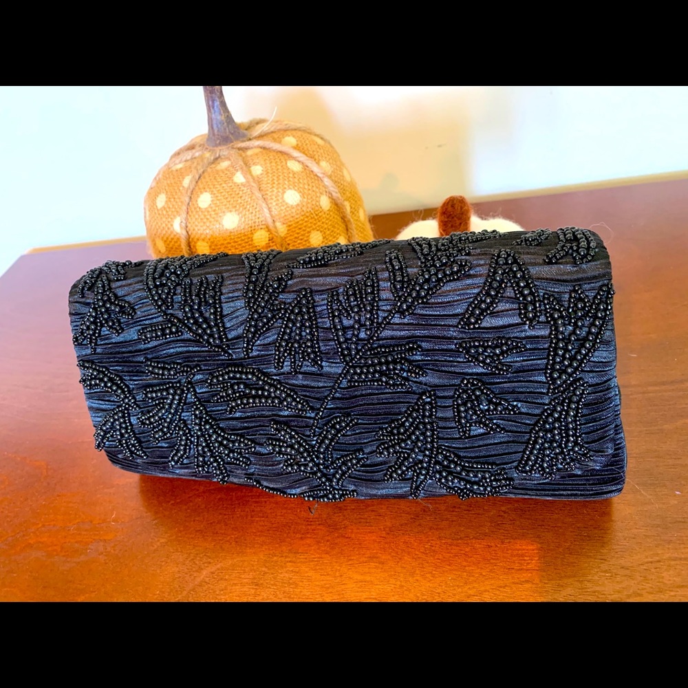 Beaded black clutch